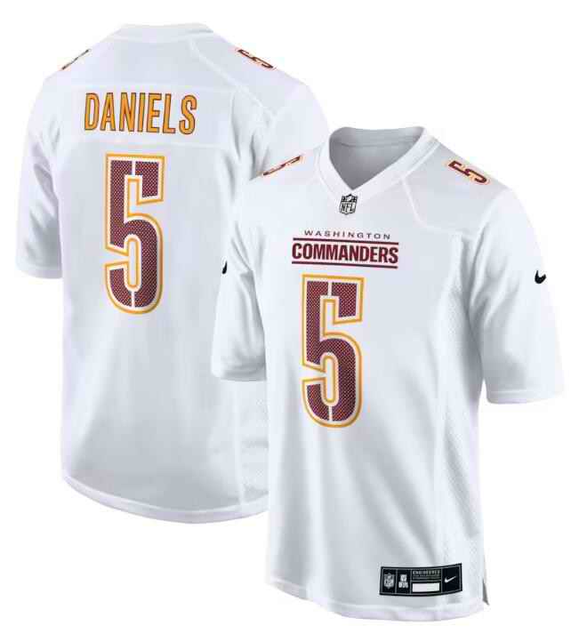 Men's Washington Commanders #5 Jayden Daniels White Fashion Football Stitched Game Jersey